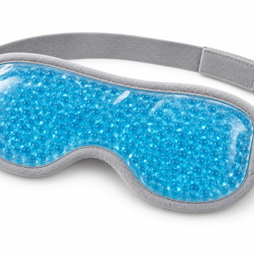 Blue gel bead eye mask with grey strap