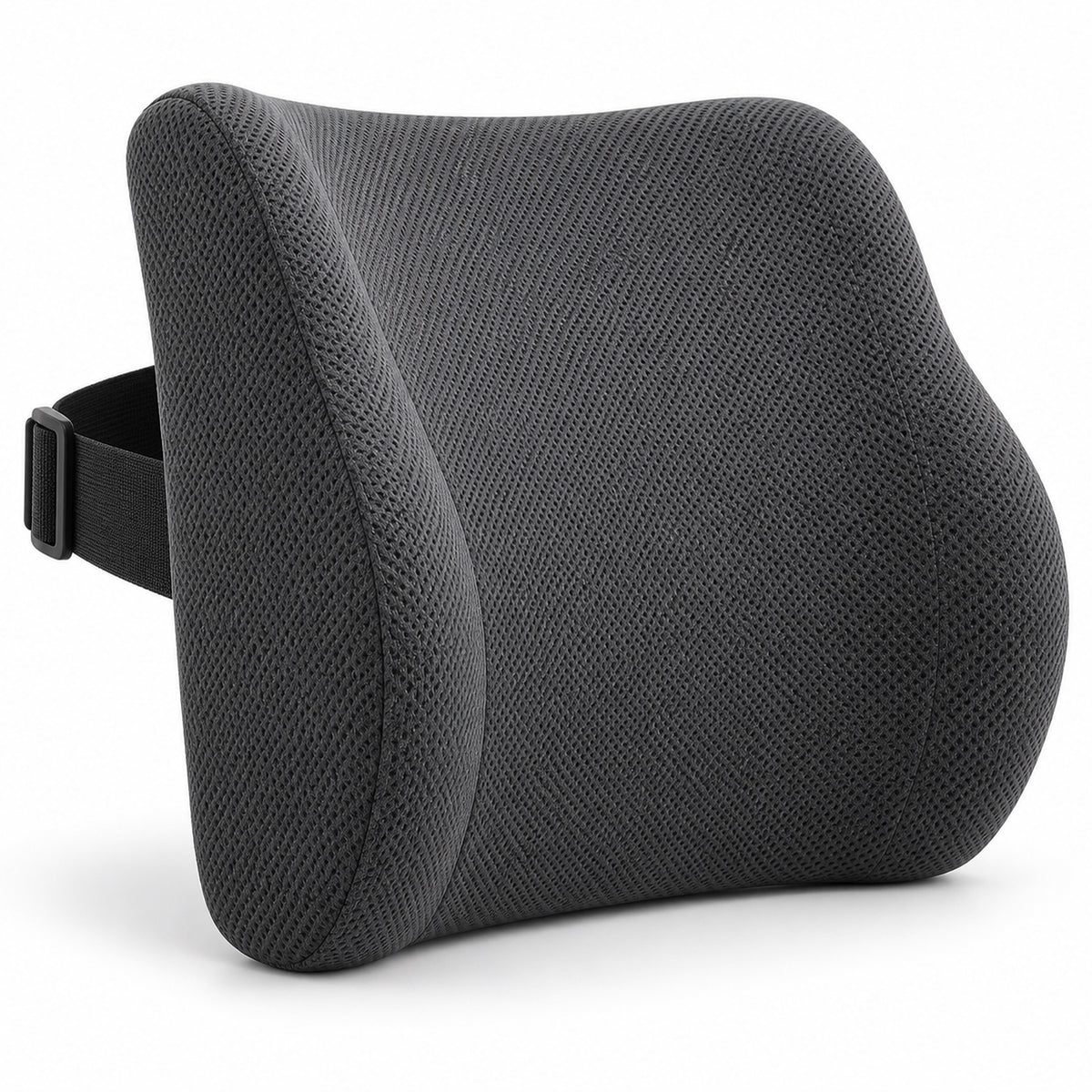 Memory foam lumbar support cushion with grey mesh cover