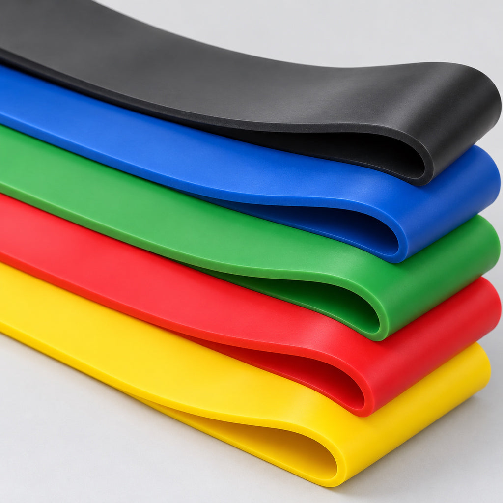 Stack of 5 resistance bands in different colours