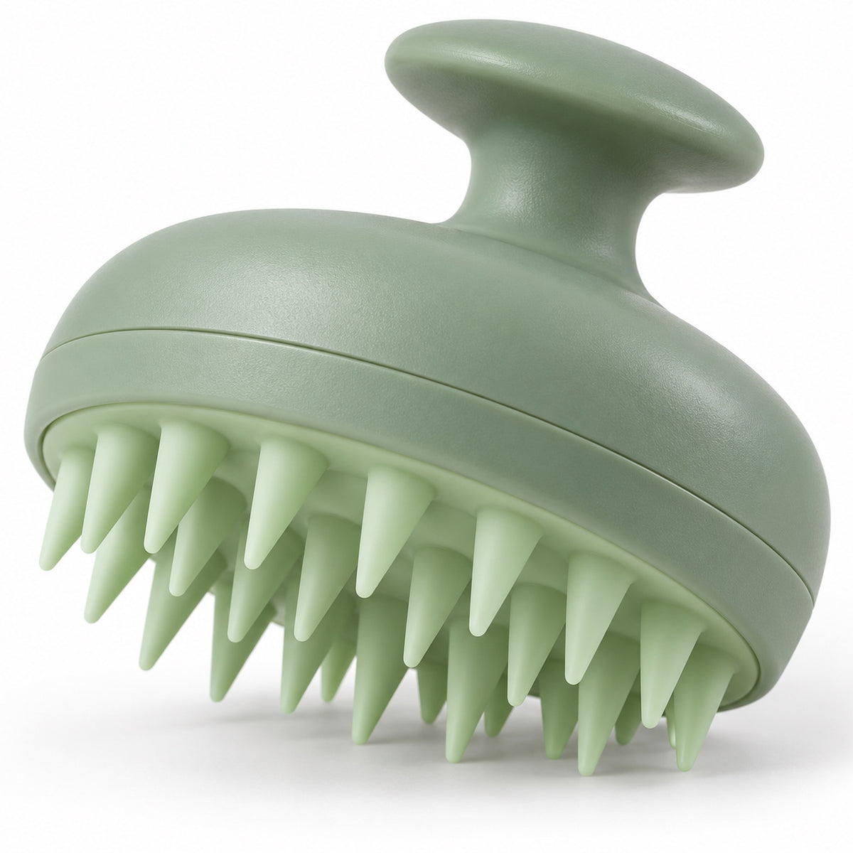Sage green silicone scalp massager brush